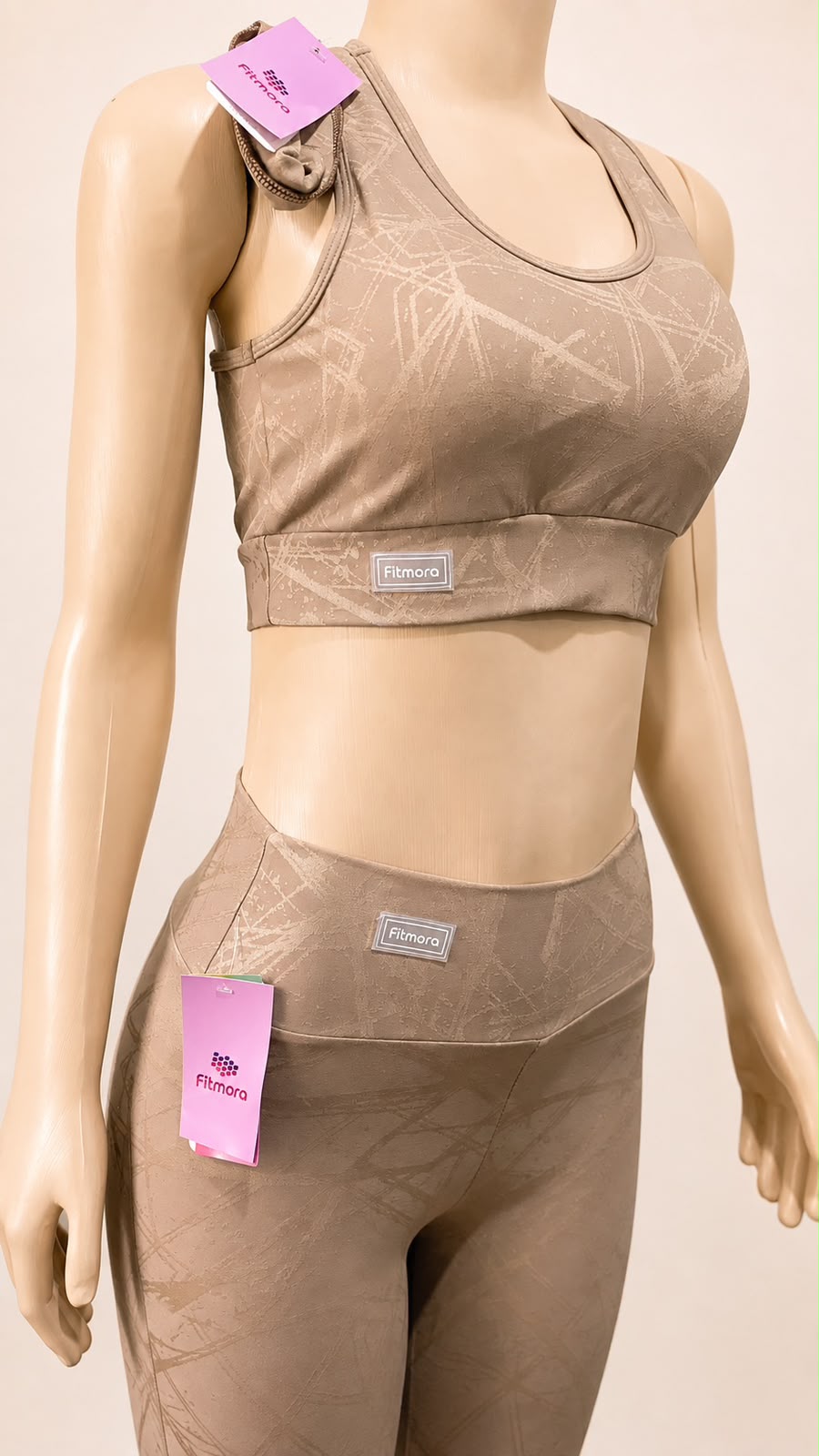 Top Cropped Nadador da Fitmora na cor Areia